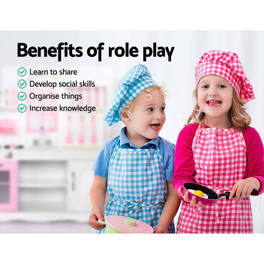 Keezi Kids Kitchen Play Set Wooden Pretend Toys Cooking Children Storage Cabinet