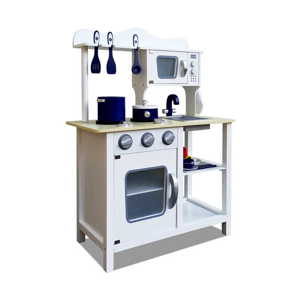 Keezi Kids Kitchen Play Set Wooden Pretend Toys Cooking Children Cookware Food