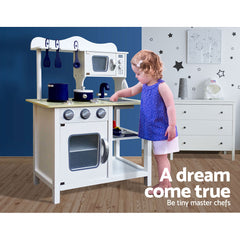 Keezi Kids Kitchen Play Set Wooden Pretend Toys Cooking Children Cookware Food