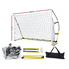 Everfit 2.4m Football Soccer Net Portable Goal Net Rebounder Sports Training