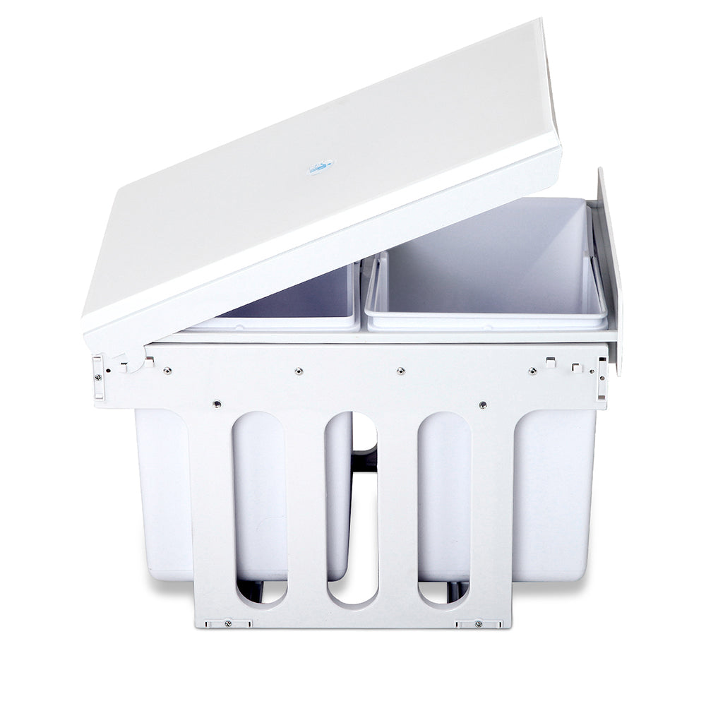 Cefito Pull Out Bin Kitchen Double Basket 2X15L White