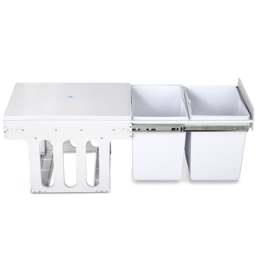 Cefito Pull Out Bin Kitchen Double Basket 2X15L White
