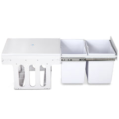 Cefito Pull Out Bin Kitchen Double Basket 2X15L White