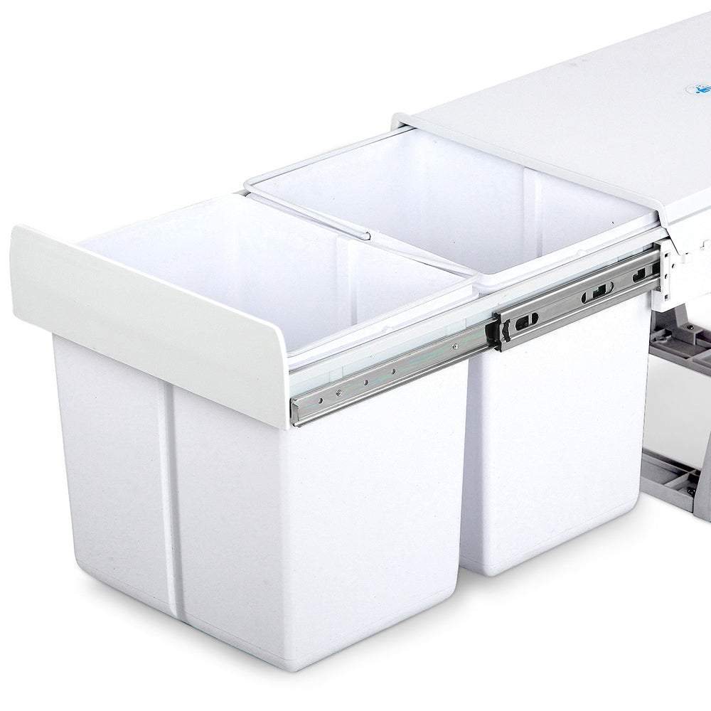 Cefito Pull Out Bin Kitchen Double Basket 2X15L White