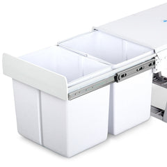 Cefito Pull Out Bin Kitchen Double Basket 2X15L White