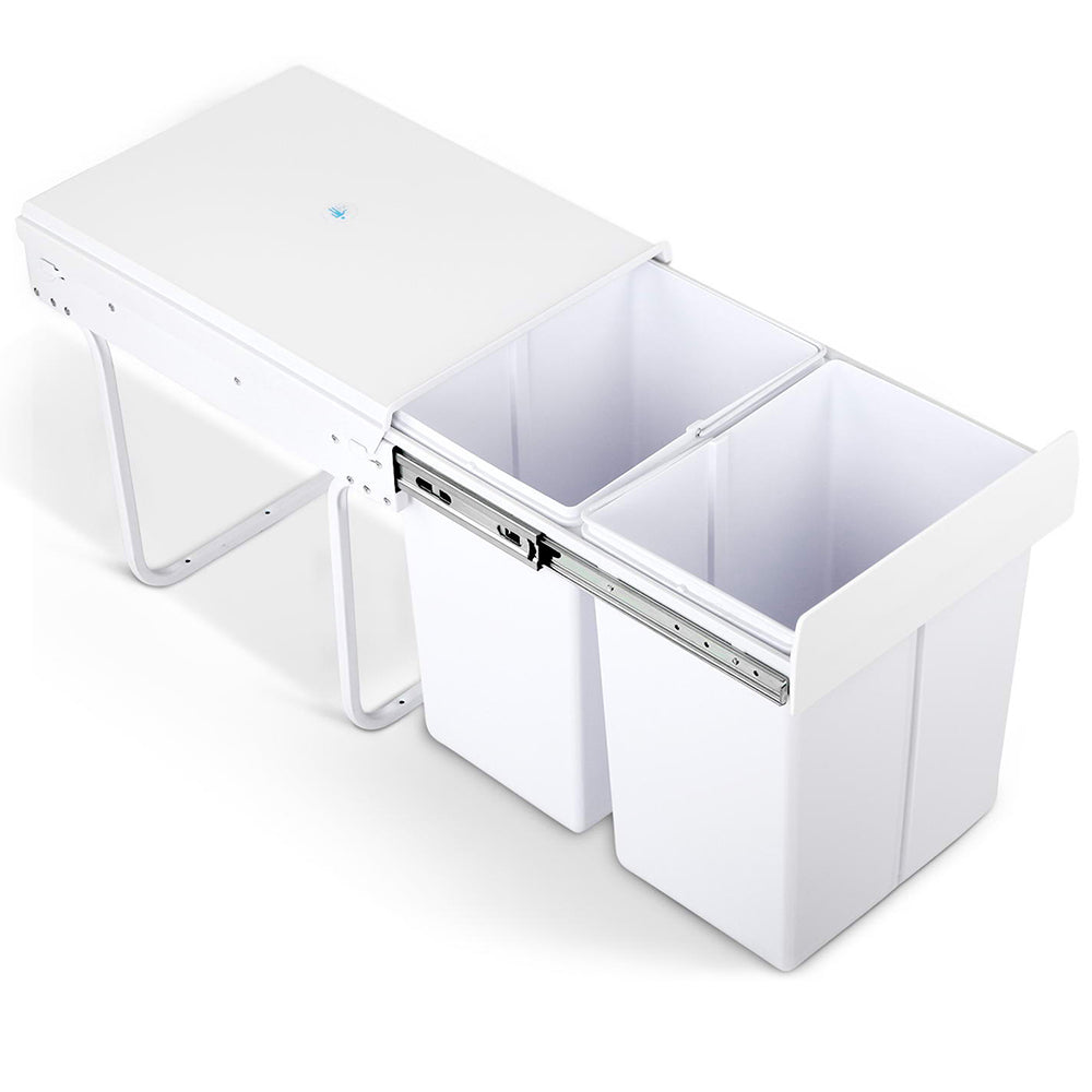 Cefito Pull Out Bin Kitchen Double Basket 2X20L White