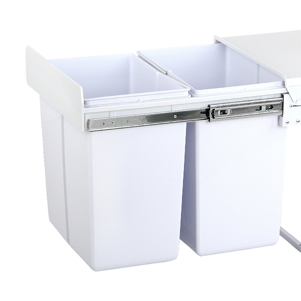 Cefito Pull Out Bin Kitchen Double Basket 2X20L White