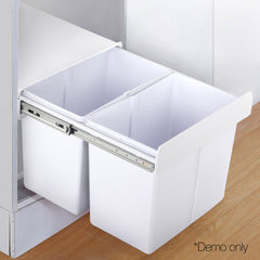 Cefito Pull Out Bin Kitchen Double Basket 2X20L White