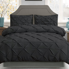 Giselle Bedding Quilt Cover Set Diamond Pinch Black King