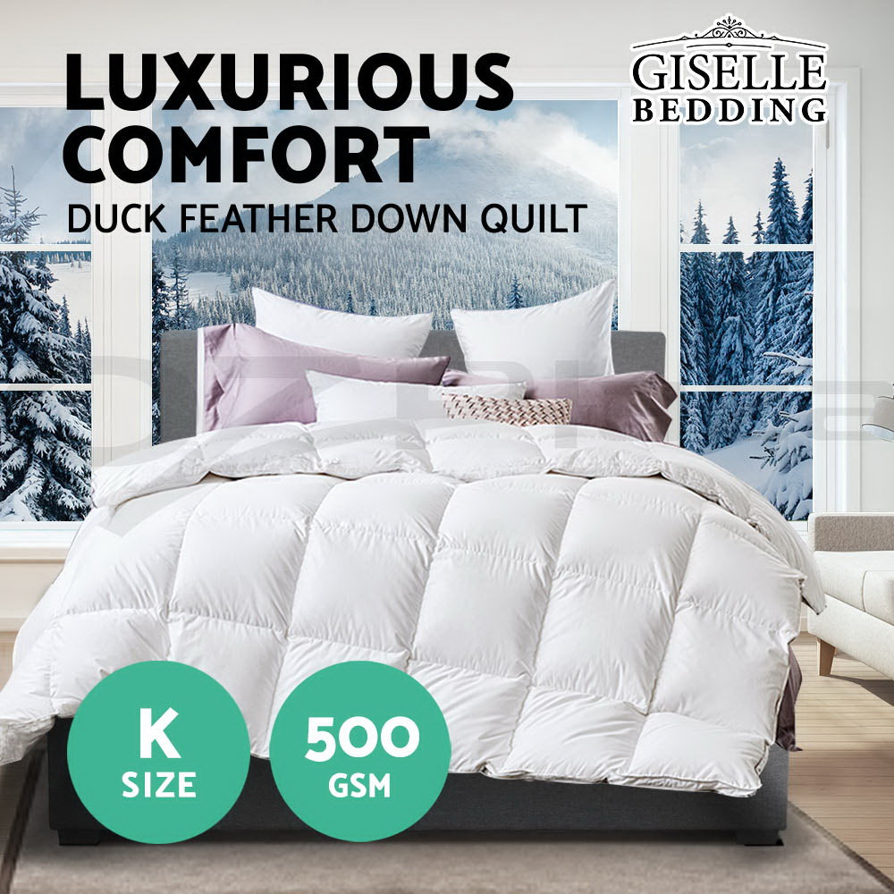 Giselle Bedding 500GSM Duck Down Feather Quilt King