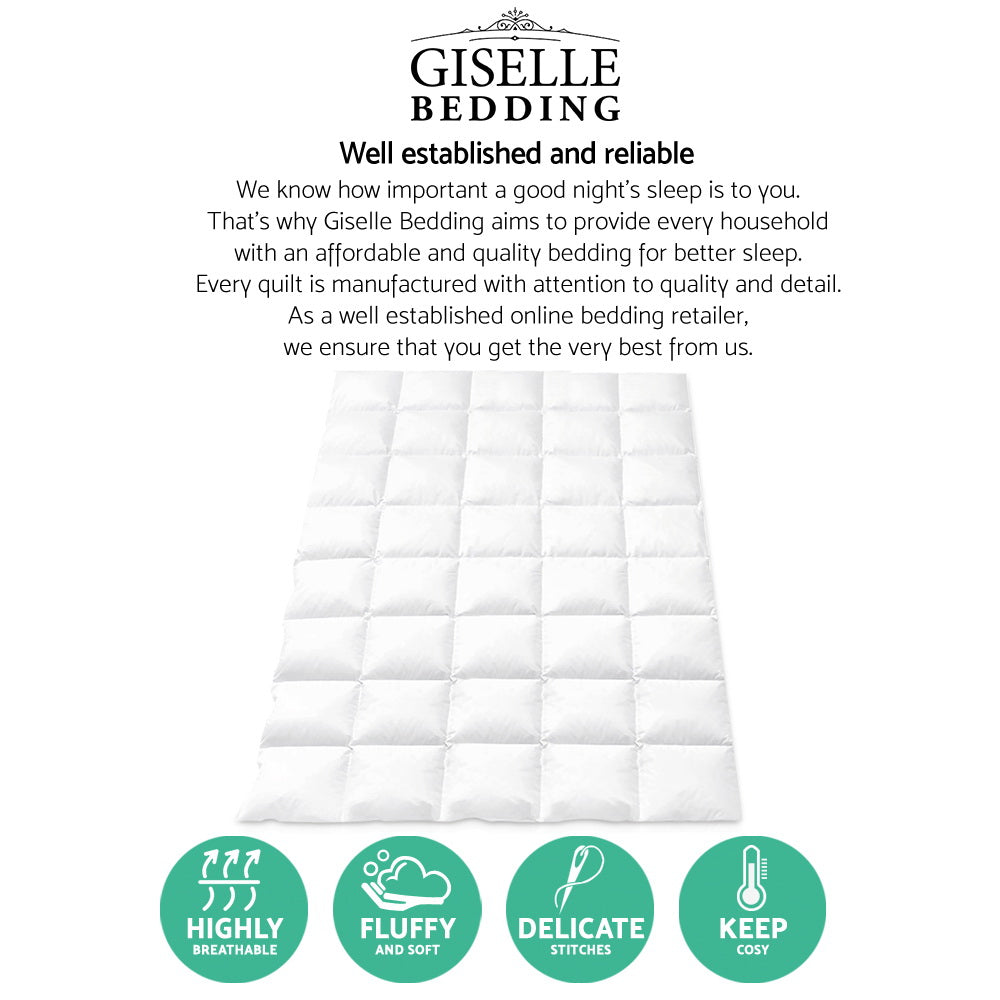 Giselle Bedding 500GSM Duck Down Feather Quilt Super King