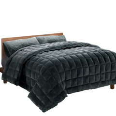 Giselle Bedding Faux Mink Quilt Charcoal Super King