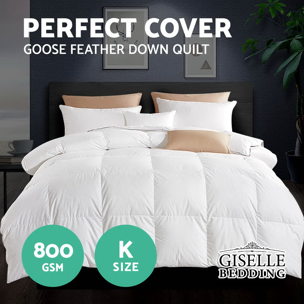 Giselle Bedding 800GSM Goose Down Feather Quilt King