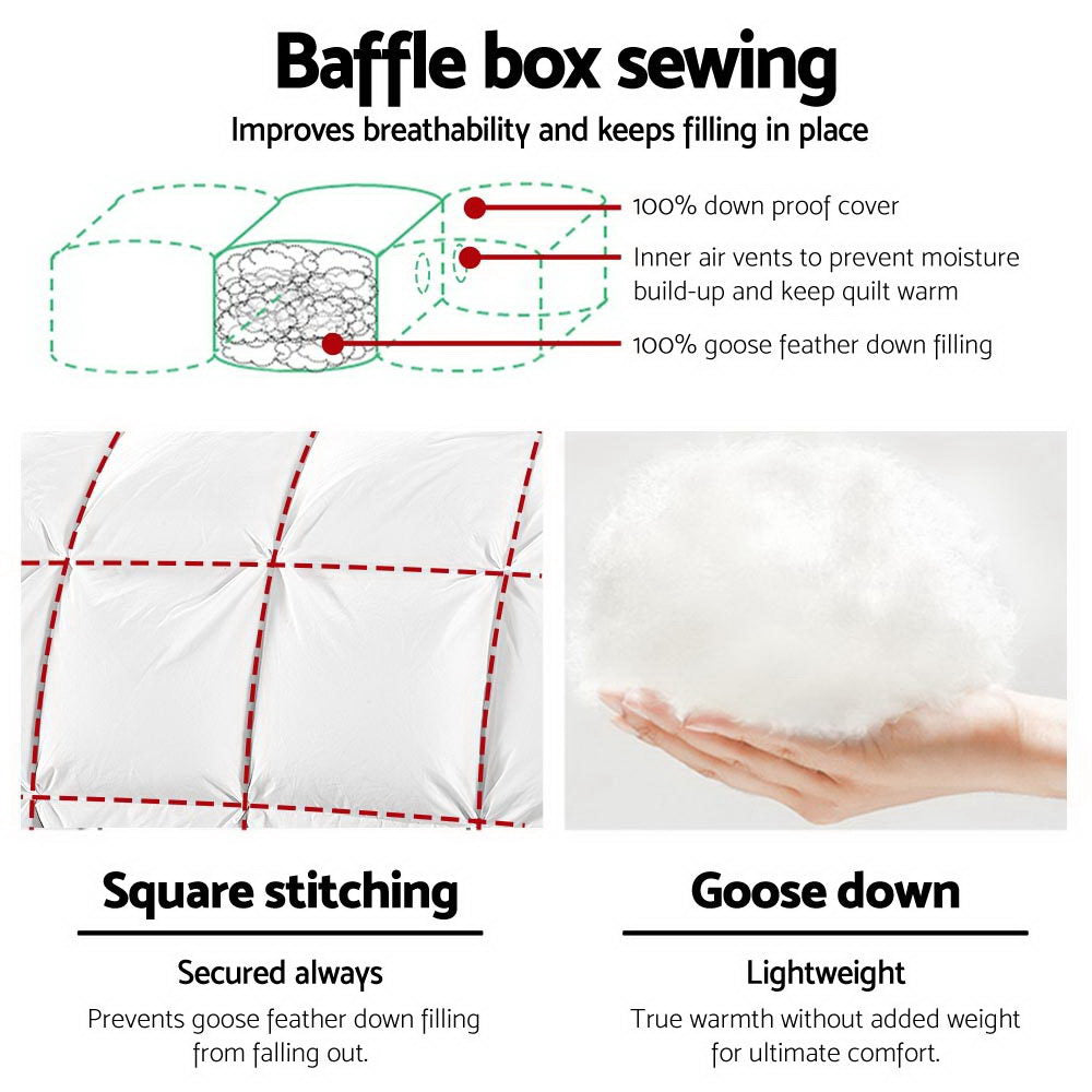 Giselle Bedding 500GSM Goose Down Feather Quilt Queen