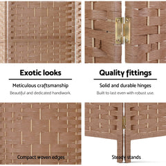 Artiss 4 Panel Room Divider Screen 163x170cm Woven Natural