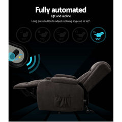 Artiss Recliner Chair Lift Assist Heated Massage Chair Velvet Rukwa