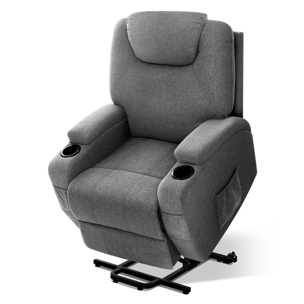 Artiss Recliner Chair Lift Assist Heated Massage Chair Velvet Milio