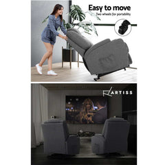 Artiss Recliner Chair Lift Assist Heated Massage Chair Velvet Milio