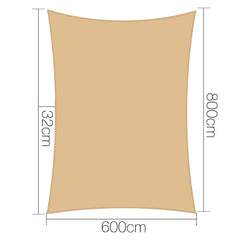 Instahut Shade Sail 6x8m Rectangle 280GSM 98% Sand Shade Cloth