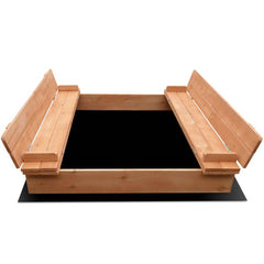 Keezi Kids Sandpit Wooden Sandbox Sand Pit Foldable Seat Outdoor Beach Toys 90cm