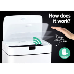 Devanti 45L Motion Sensor Bin Rubbish Automatic White