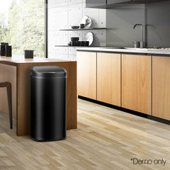 Devanti 58L Motion Sensor Bin Rubbish Automatic Black