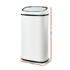 Devanti 58L Motion Sensor Bin Rubbish Automatic White