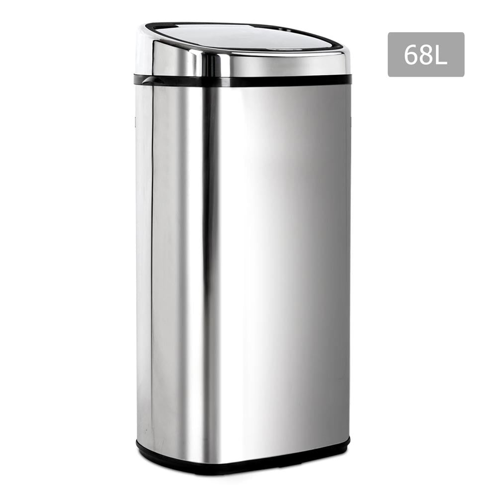 Devanti 68L Motion Sensor Bin Rubbish Automatic Silver