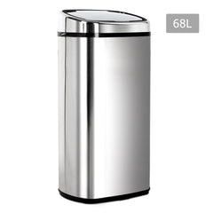 Devanti 68L Motion Sensor Bin Rubbish Automatic Silver