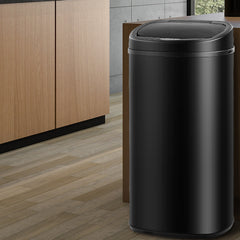 Devanti 68L Motion Sensor Bin Rubbish Automatic Black