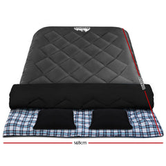 Weisshorn Sleeping Bag Double Pillow Thermal Camping Hiking Tent Grey -10&deg;C