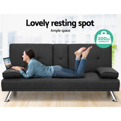 Artiss Sofa Bed 175CM Dark Grey Fabric