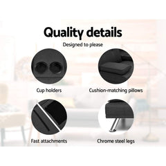 Artiss Sofa Bed 175CM Dark Grey Fabric