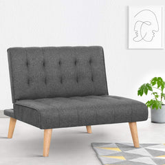 Artiss Sofa Bed Lounge Chair Couch 1 Seater Recliner Futon Bed Set Linen Grey