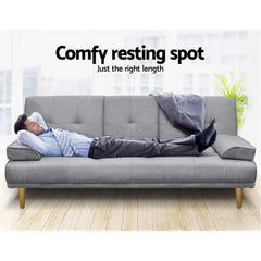 Artiss Sofa Bed 188CM Grey Faux Linen
