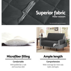 Artiss Sofa Cover Couch Covers 3 Seater Quilted Dark Grey