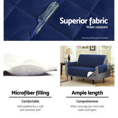 Artiss Sofa Cover Couch Covers 3 Seater Quilted Navy