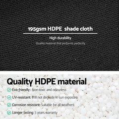 Instahut 90% Shade Cloth 1.83x10m Shadecloth Sail Heavy Duty Black