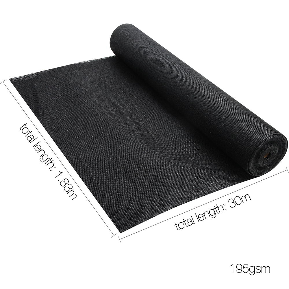 Instahut 90% Shade Cloth 1.83x30m Shadecloth Sail Heavy Duty Black