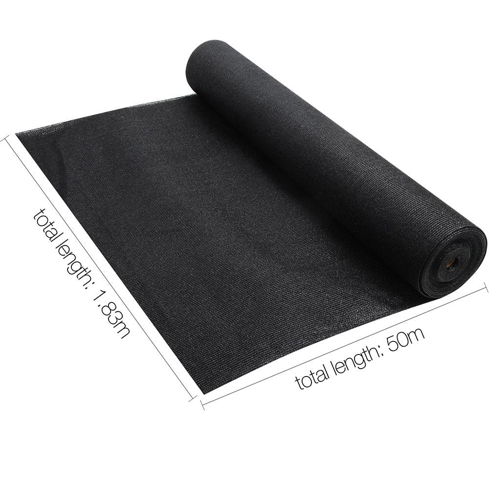 Instahut 50% Shade Cloth 1.83x50m Shadecloth Sail Heavy Duty Black