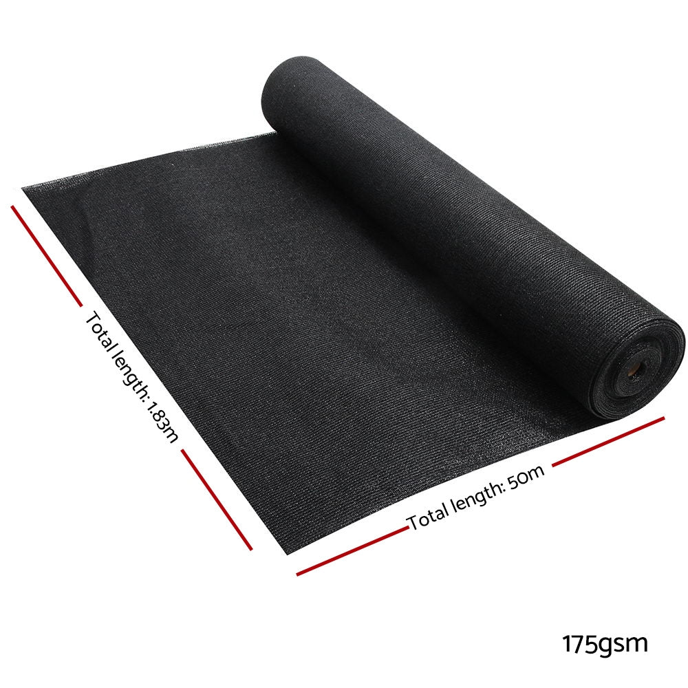 Instahut 70% Shade Cloth 1.83x50m Shade Cloth Sail Heavy Duty Shadecloth Garden Mesh Roll BK