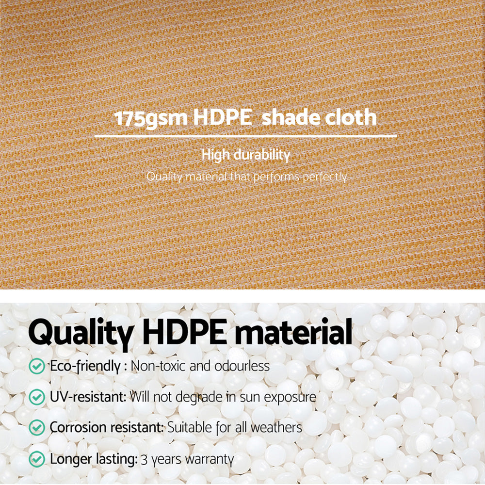 Instahut 70% Shade Cloth 3.66x10m Shadecloth Sail Heavy Duty Beige