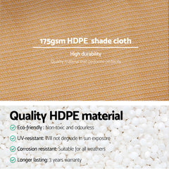 Instahut 70% Shade Cloth 3.66x10m Shadecloth Sail Heavy Duty Beige