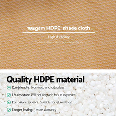 Instahut 90% Shade Cloth 3.66x10m Shadecloth Sail Heavy Duty Beige