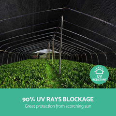 Instahut 90% Shade Cloth 3.66x20m Shadecloth Sail Heavy Duty Black