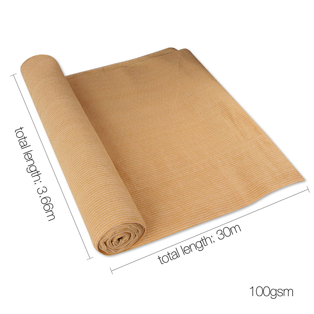 Instahut 50% Shade Cloth 3.66x30m Shadecloth Sail Heavy Duty Beige