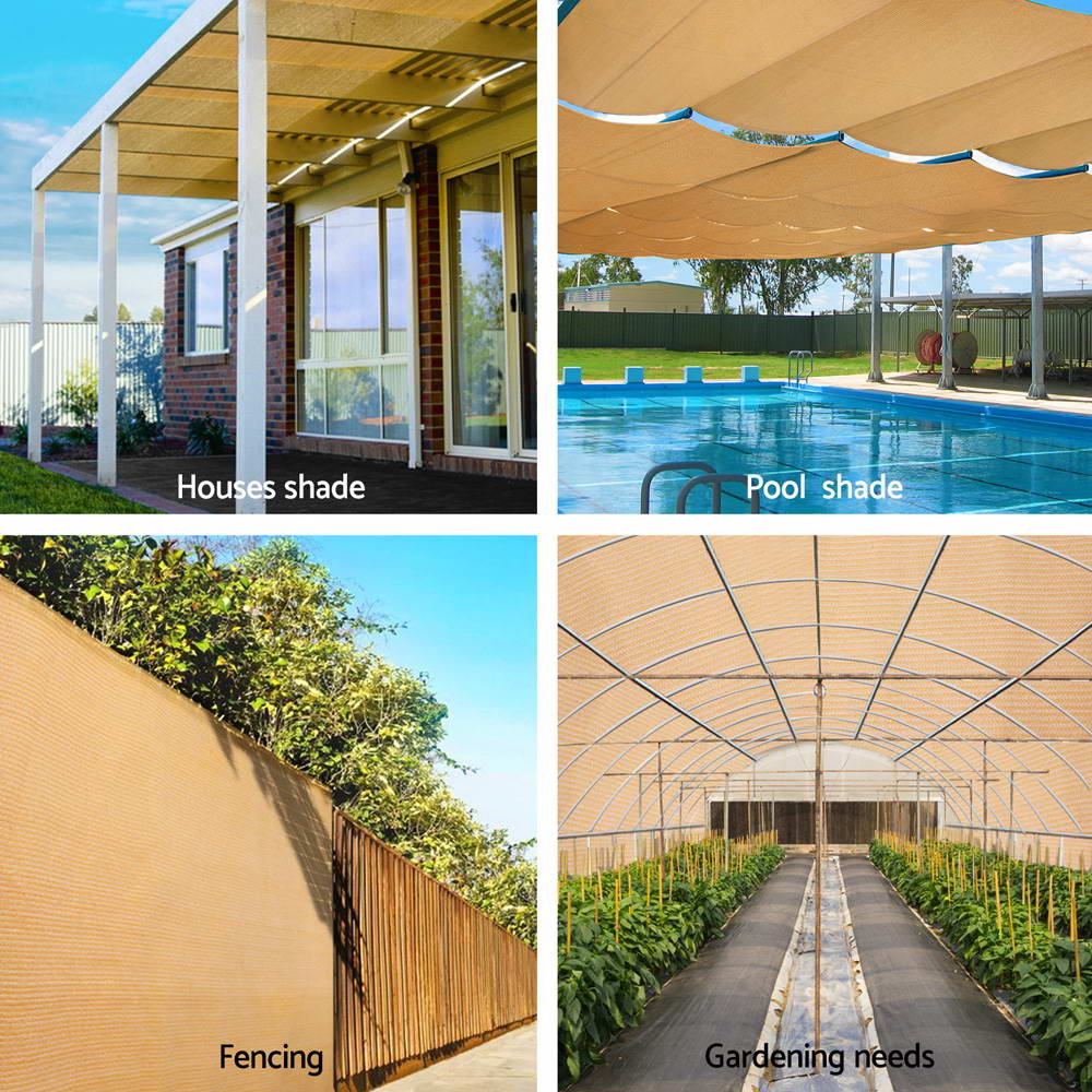 Instahut 50% Shade Cloth 3.66x30m Shadecloth Sail Heavy Duty Beige
