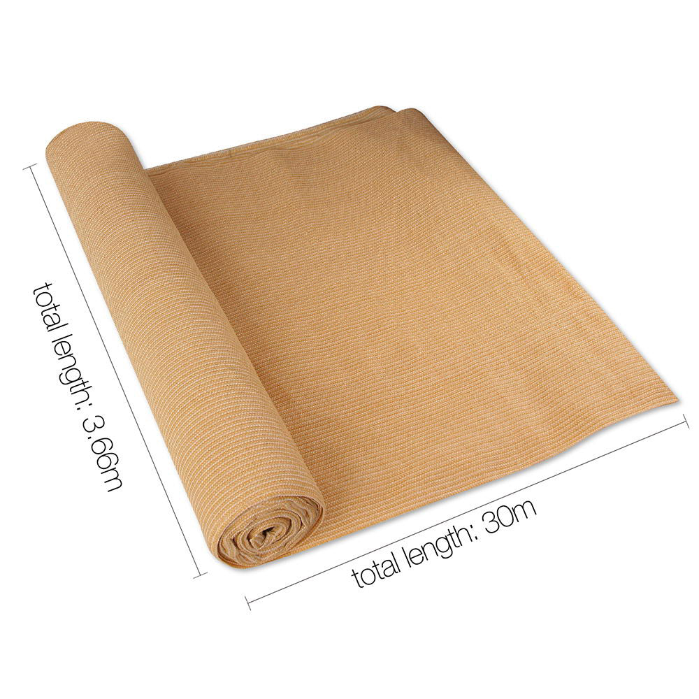 Instahut 70% Shade Cloth 3.66x30m Shadecloth Sail Heavy Duty Beige