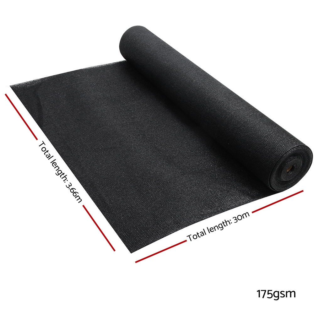 Instahut 70% Shade Cloth 3.66x30m Shade Cloth Sail Heavy Duty Shadecloth Garden Mesh Roll BK