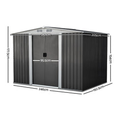 Giantz Garden Shed 2.58x2.07M w/Metal Base Sheds Outdoor Storage Double Door Tool